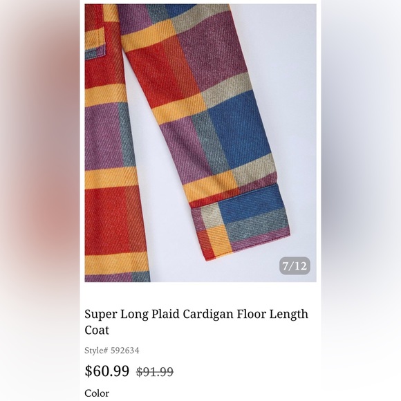 NWT Long Plaid Shacket - Picture 3 of 5